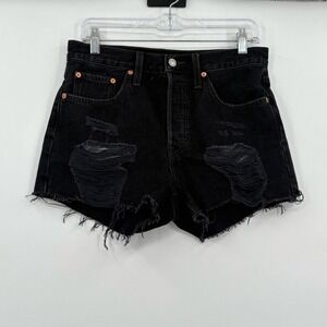 Levi 501 black jean shorts 28